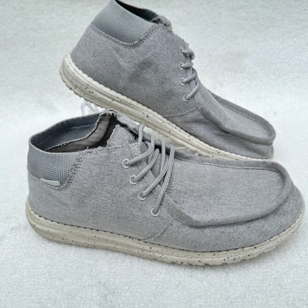 Hey Dude Woven Gray Lace Up Mid Shoes Mens US 9 EU 42